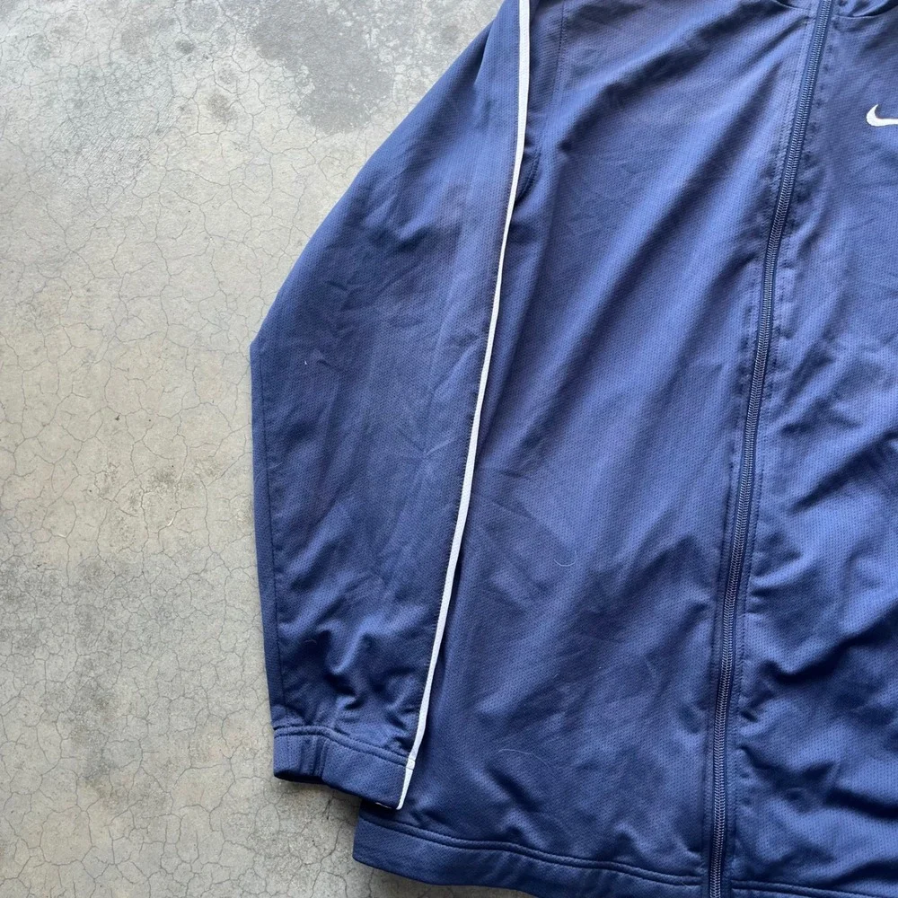 Nike Mens Track Jacket Navy Blue White Stripe Full Zip Swoosh Logo Medium